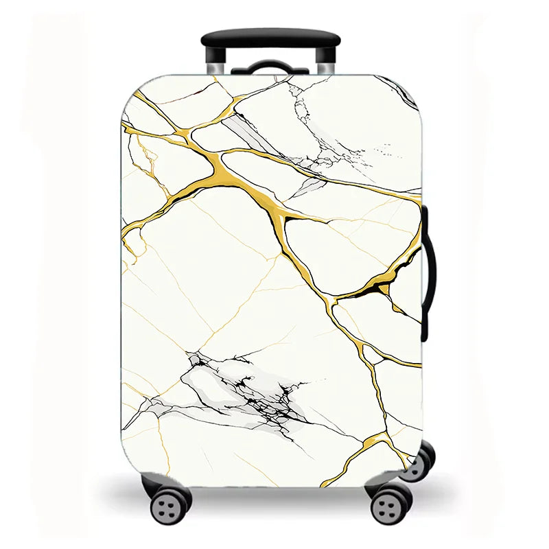 Luggage Cover,Luxury Marble Gold Vein Abstract Fluid Print Stretch Suitcase Protector,Washable Anti-Scratch Travel Baggage Cover