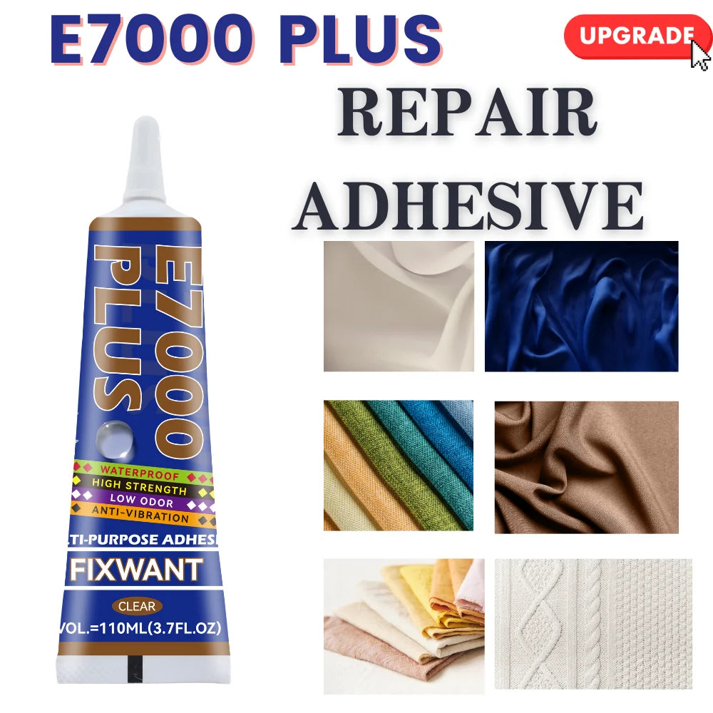 E7000 PLUS Multi-Purpose Glue - Strong Flexible Bond for Fabric, Leather, Metal, Plastic, Wood, Jewelry DIY & Repairs