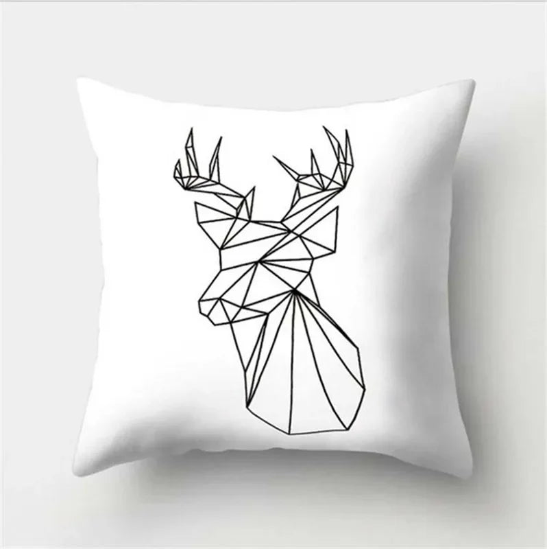 Black And White Geometric Portrait Double-sided Printed pillow cover Short plush Suitable living rooms sofas throw cushion cover