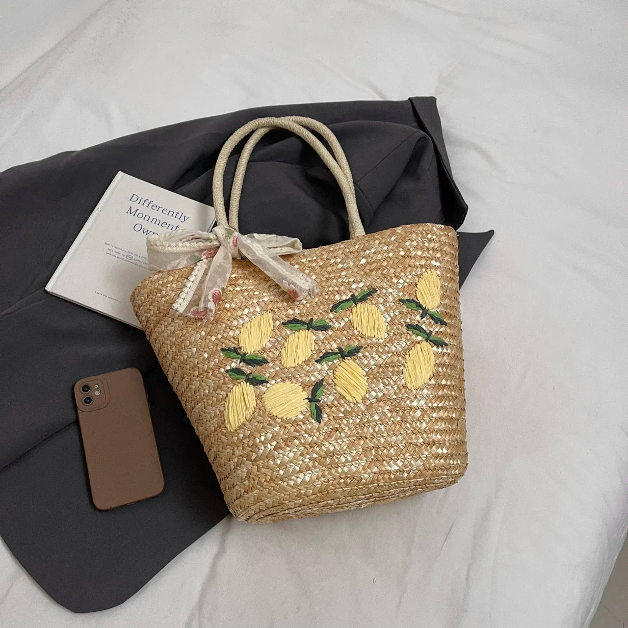 Large Capacity Beach Shoulder Bag Designer Embroidery Handbag Summer Handmade Rattan Bag Fashion Basket Straw Shopping Bag