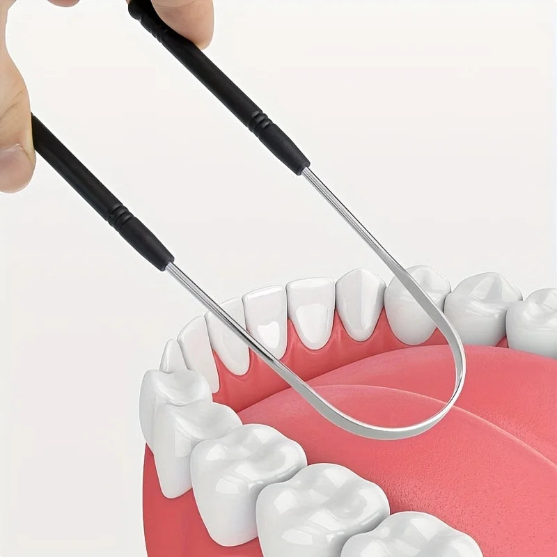 Stainless Steel Tongue Scraper U-Shaped Dental Cleaner for Bacteria/Plaque Removal with Multi-Style Options for All Users