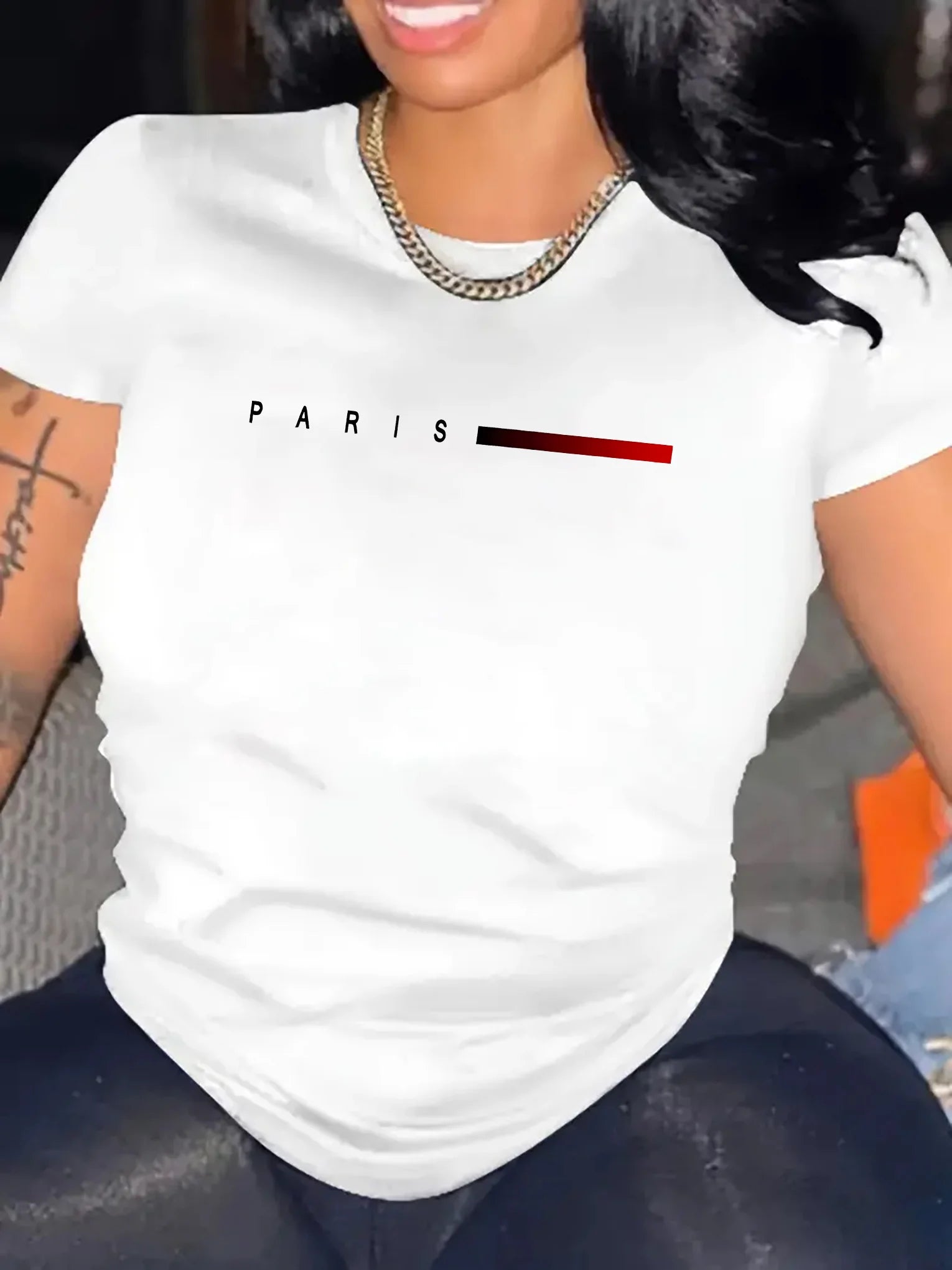 Paris Letter Print Plus Size T-shirt Women's Harajuku Short Sleeve Casual Women's T-shirt Clothing Street Tees Aesthetic Clothes