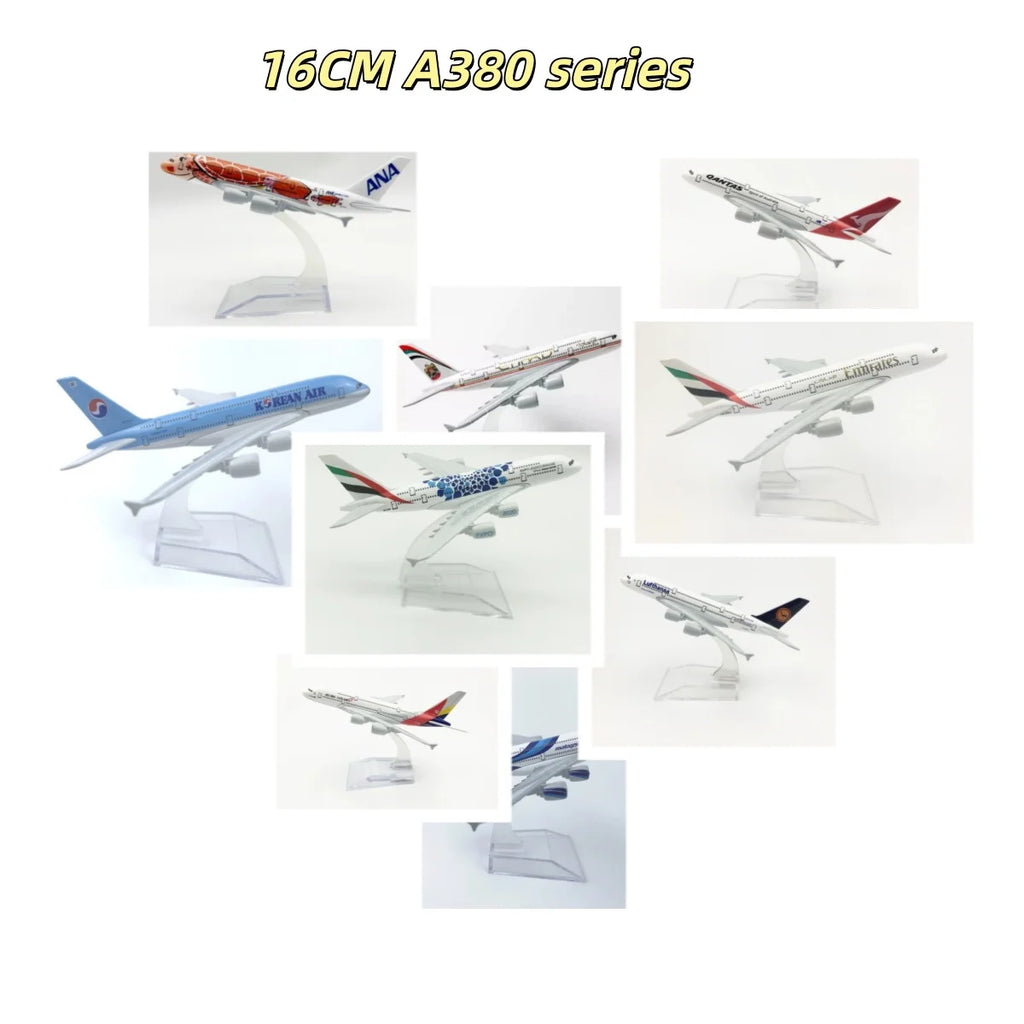 Emirates A380 1/400 Scale Aircraft Metal 16CM Miniature Airplane Diecast Model A380 Series Planes for Collections and Displays