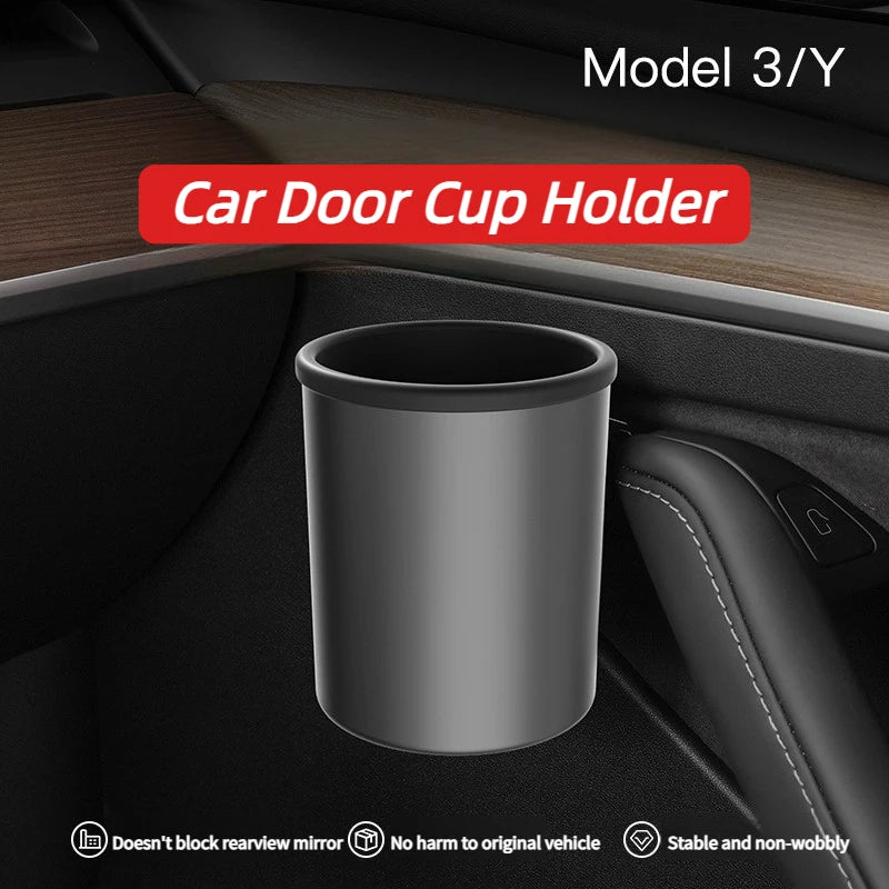 Set Car Door Cup Holder for Tesla Model 3 Highland  Model YJuniper 2025 4Pcs Handle Coffee Drink Holder Box Car Accessories