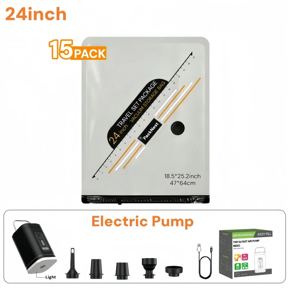 Vacuum Bags for Travel Set with Electric Pump,Compression Space Saver Packing Bags for Luggage Suitcase Clothing Storage Bag