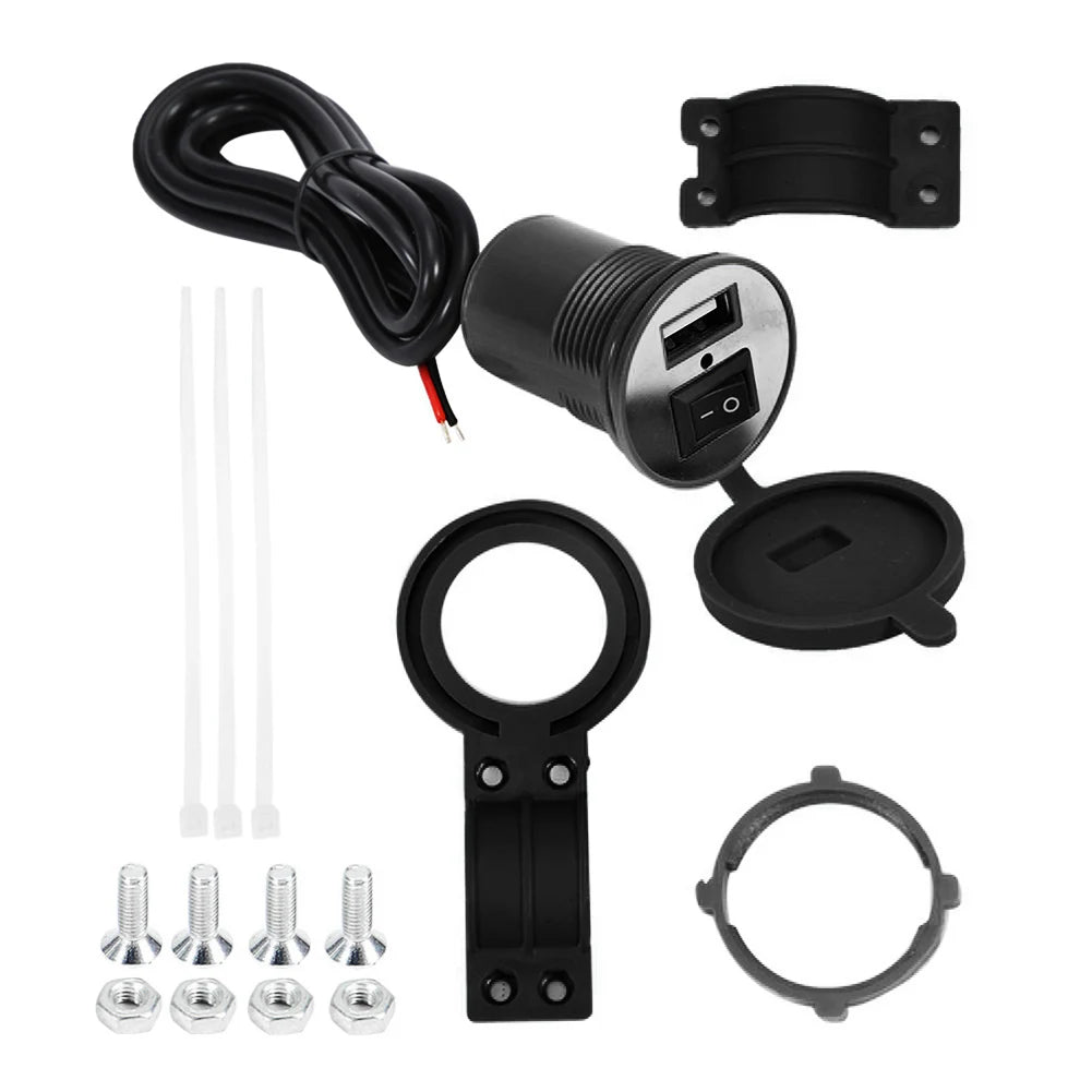 Motorcycle Charger Phone Holder Waterproof USB Charger DC 12V Matching Switch Made Of High Quality ABS Motorcycle Accessories