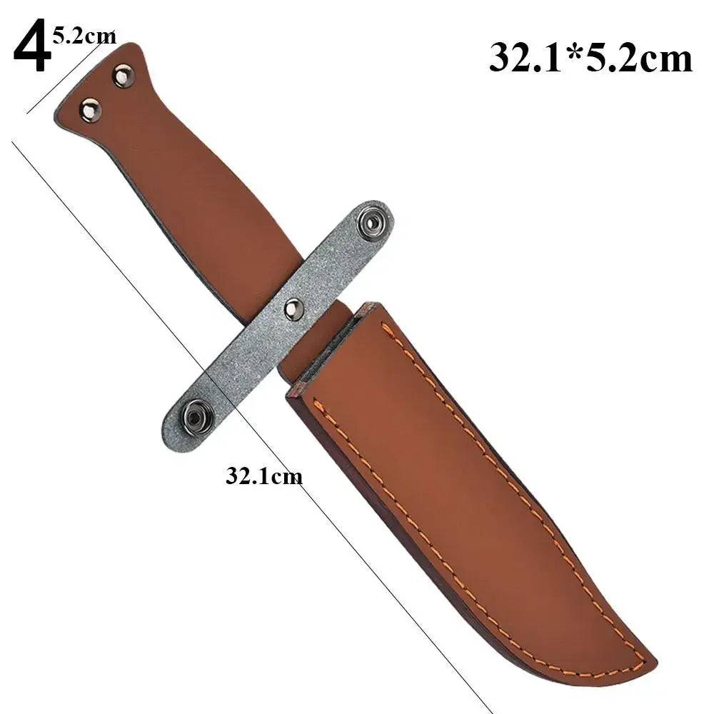 Brown Straight Knife Scabbard Tool Flashlight Belt Loop Case Holder Leather Sheath Pocket Hunt Camp Outdoor Carry Equipment