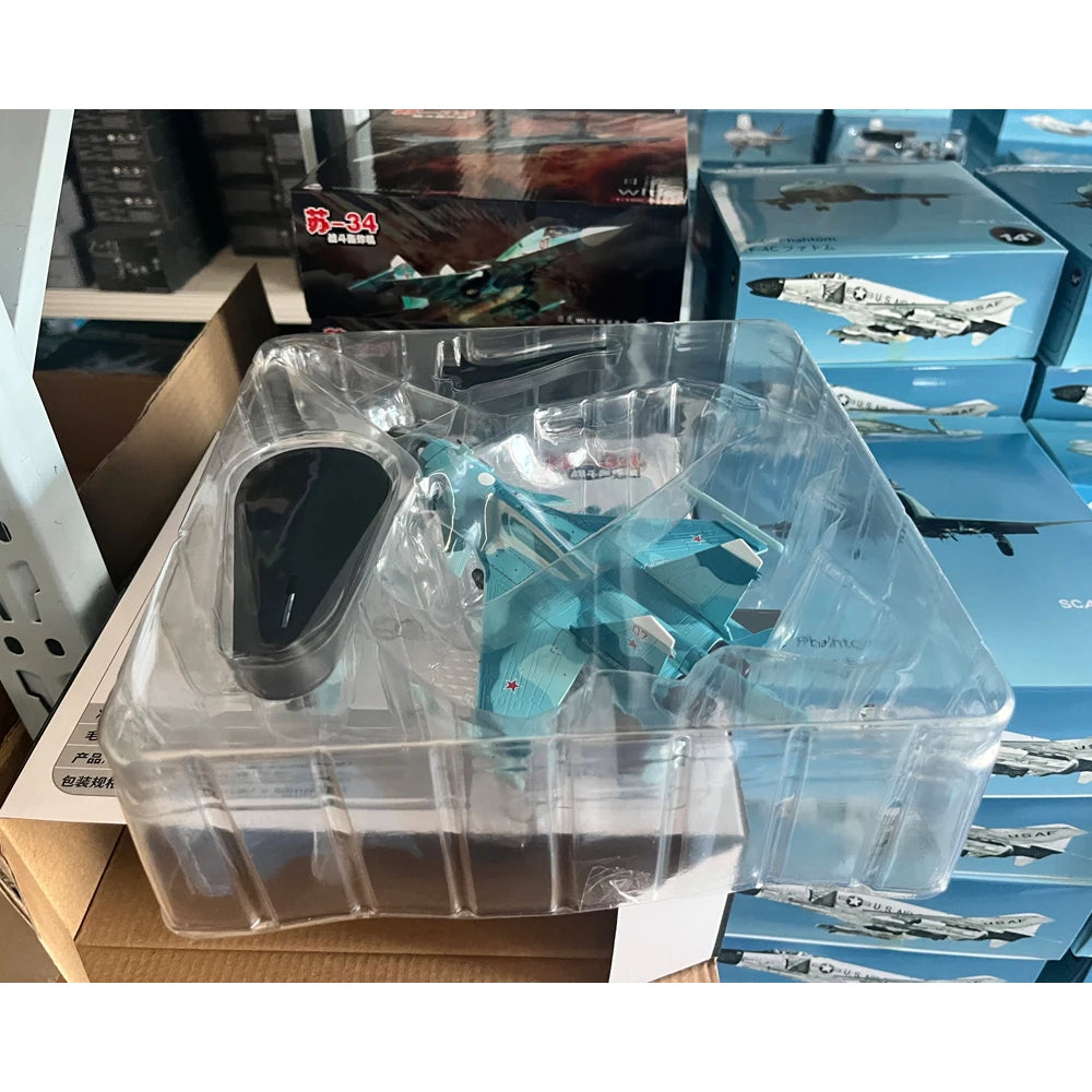 1/100 Scale Russian Sukhoi Cy-34 SU-34 SU34 Fullback Fighter Bomber Diecast Metal Military Plane Model Collection or Gifts