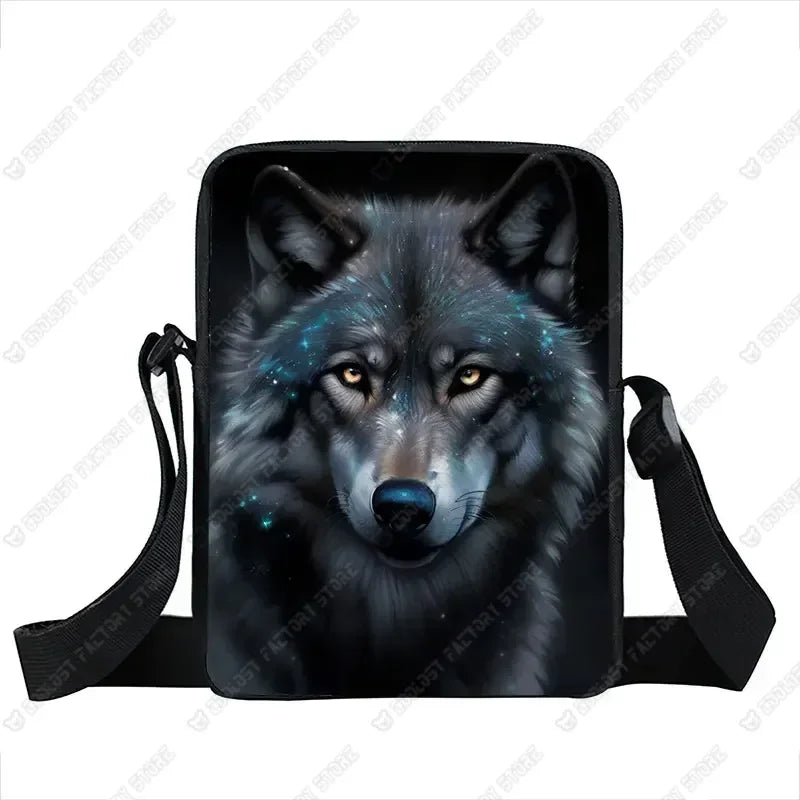 Howling Wolf Pattern Crossbody Bags Wolf Under The Moonlight Women Handbag Shoulder Bags Messenger Bag Key Phone Holder Book Bag