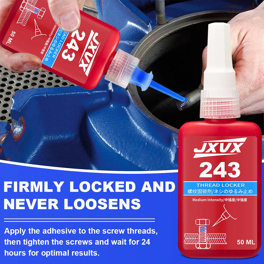 Threadlocker 243/271 is suitable for securing bolts and nuts in machinery – 10 ml/50 ml anti-loosening anaerobic adhesive