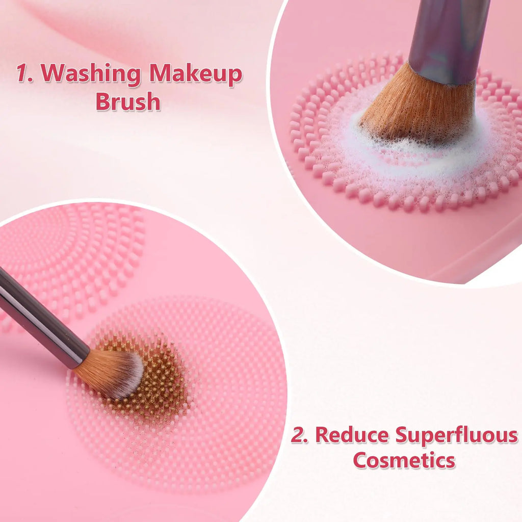 3 in-1 Silicone Makeup Mat Palette with Brush Cleaner for Mixing Foundation Eye Shadow Nail Art  Gel Pad Tray