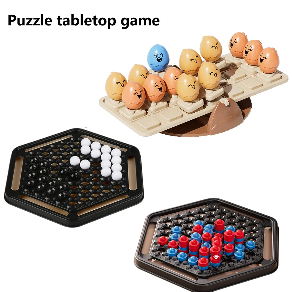 Parent-Child Interactive Board Game, 3D Four-In-A-Row Black and White Desktop Game, Five-In-A-Row, Parent-Child Game, Black and White Chess, Cute Chicken Balance Seesaw, Focus and Balance Training, Parent-Child Interactive Ch