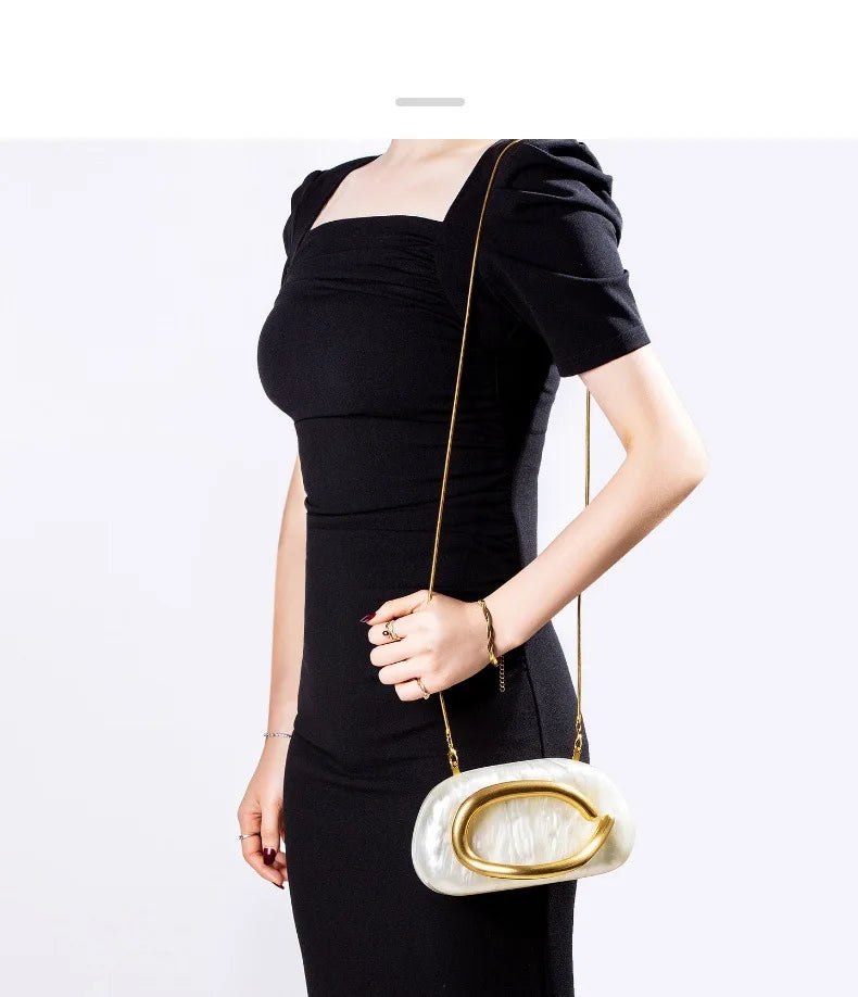Ladies Shoulder Cross-bag Shaped Shell Acrylic Bag Elegant Lady Fashion Wedding Dinner Clutch Bag Party Purse Bag New Dinner Bag