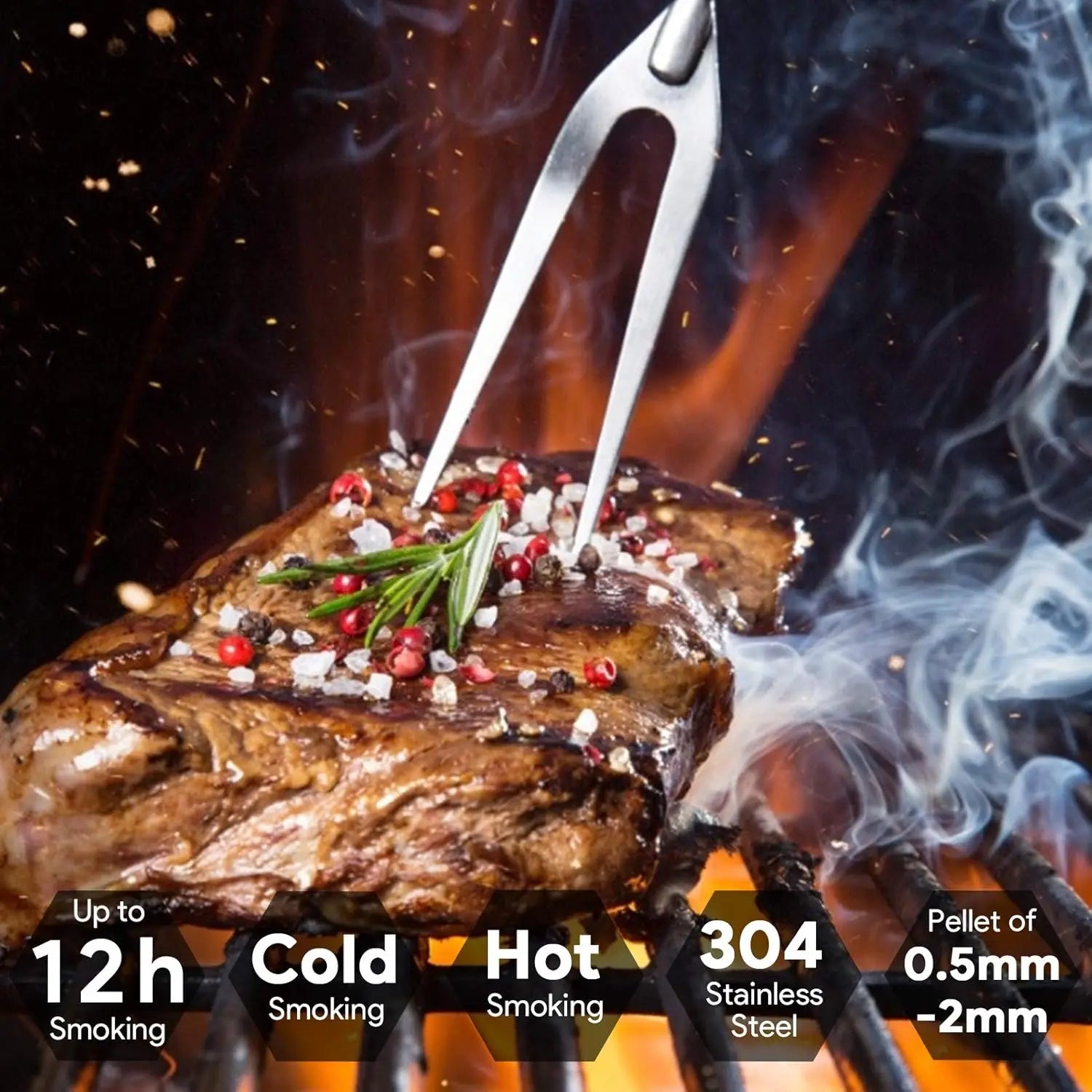 1set Cold Smoke Generator with Handle M Cold Smoke Generator Made of Stainless Steel Up To 12 Hours for Grills BBQ Food Tools