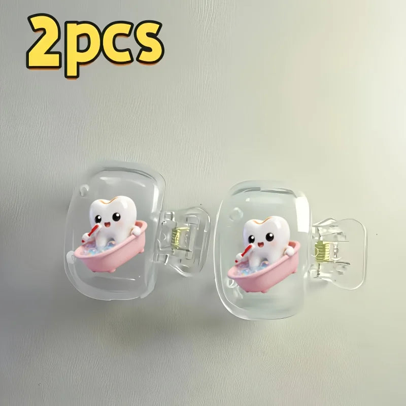 2pcs Washing Teeth Toothbrush Storage Clip Household Portable Travel Essential Toothbrush Protective Cap Storage Box Party Gifts