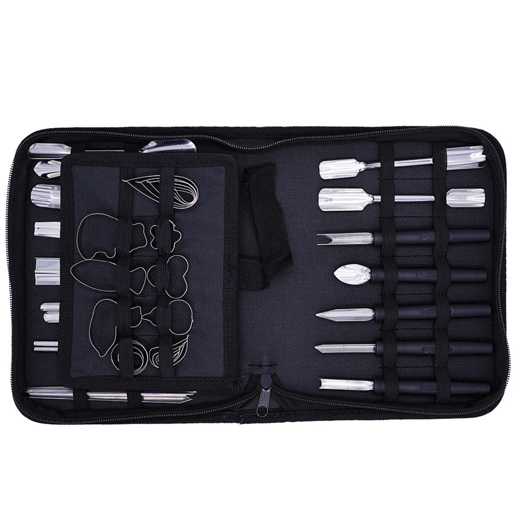46pc/Set Vegetable Fruit Culinary Carving Tools Durable Stainless Steel Blade Plastic Handle Watermelon Cutting Slicing DIY Tool