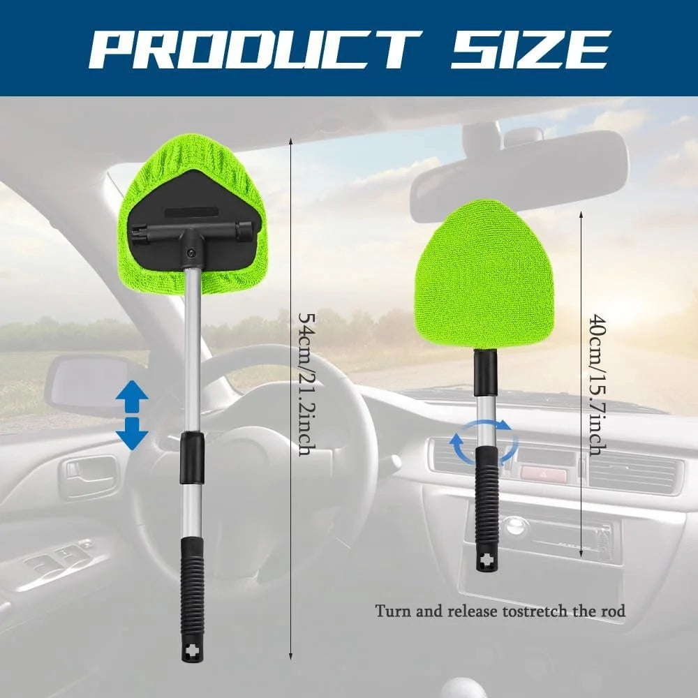 9 Pcs Car Wash Kit with Long Handle Windshield Cleaning Tool Microfiber Car Cleaning Supplies for Cars RV SUV Truck Office Universal Green