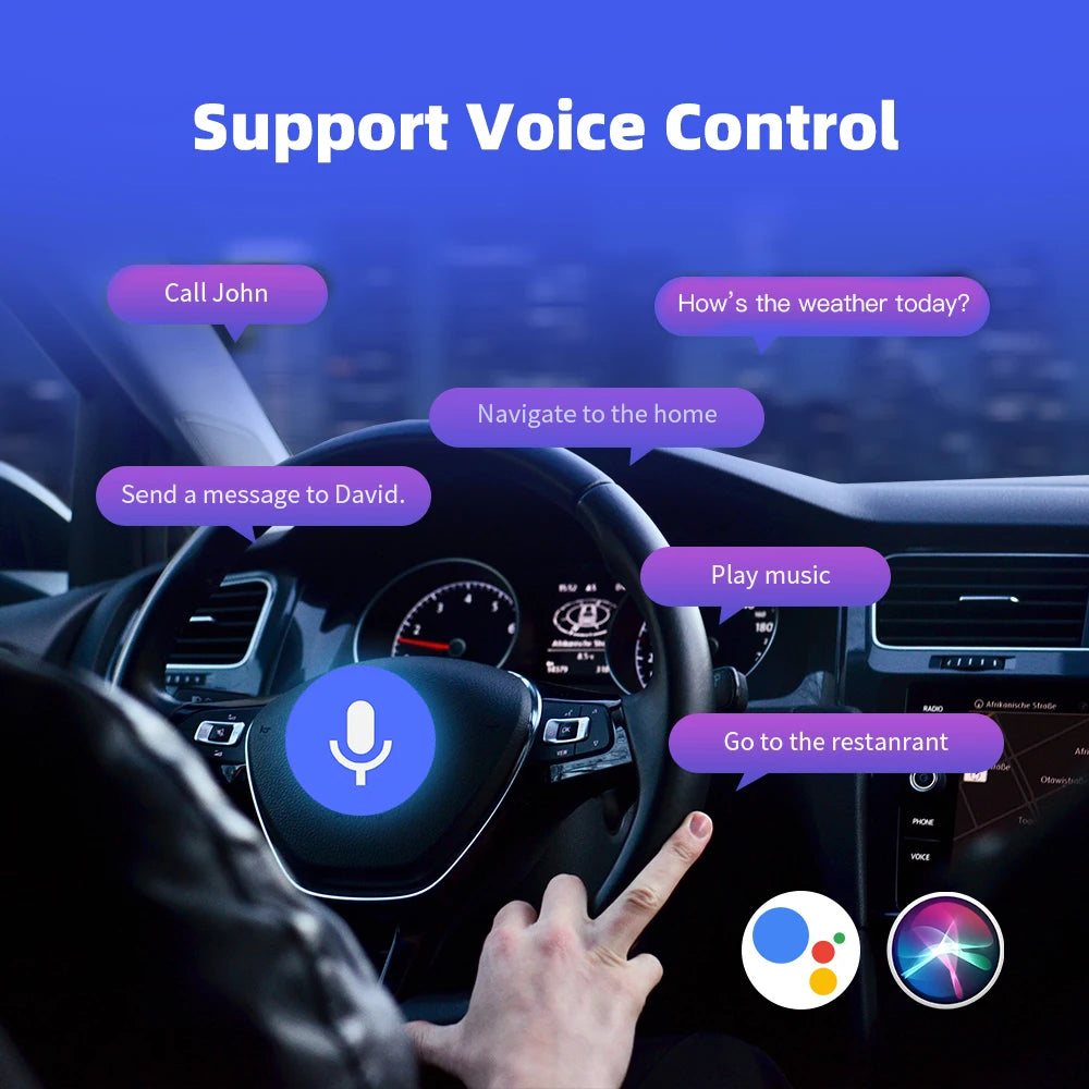 Wireless CarPlay Adapter 5.8GHz WiFi Bluetooth 5.3, Plug & Play for Apple CarPlay ,  Voice Control for iPhone & Android