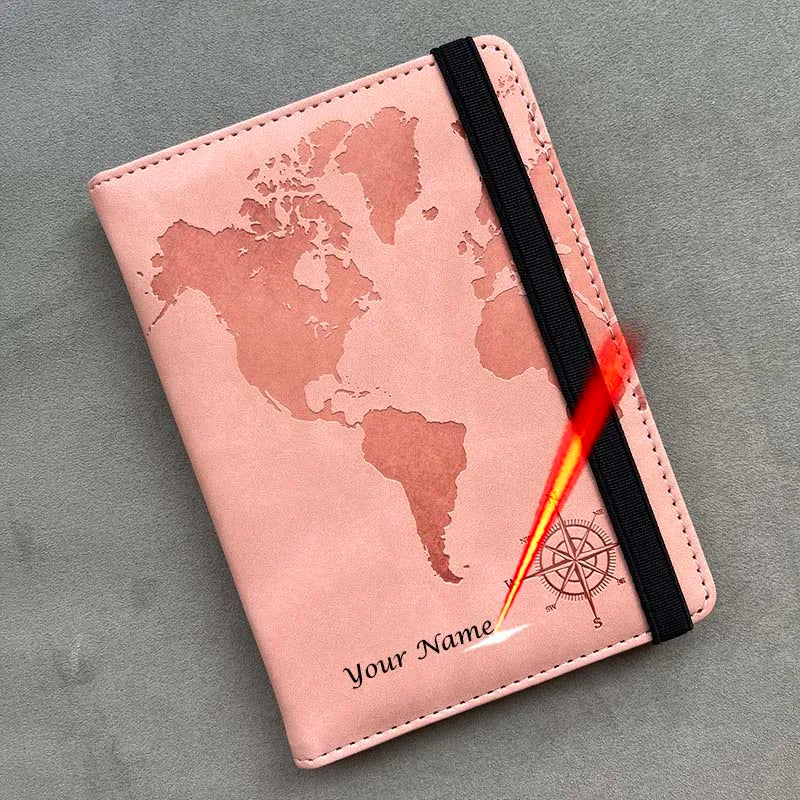 Rfid Blocking Personalised Passport Cover World Map Compass with Elastic Band Travel Essentials Passport Holder