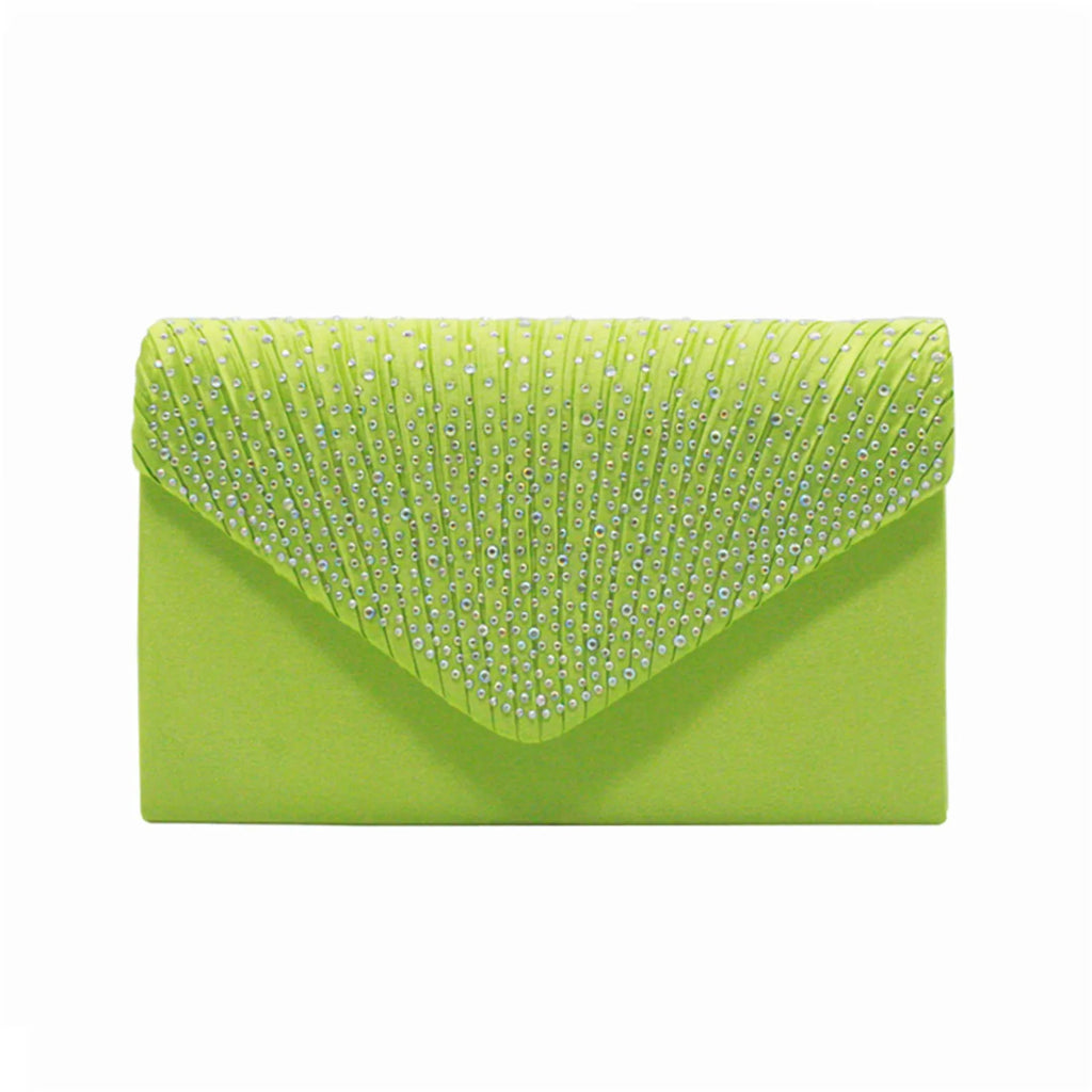 Women'S Fashion Elegant Clutches Trend Satin Rhinestone Shoulder Bag With Thin Chain Party Banquet Dress Matching Evening Bags
