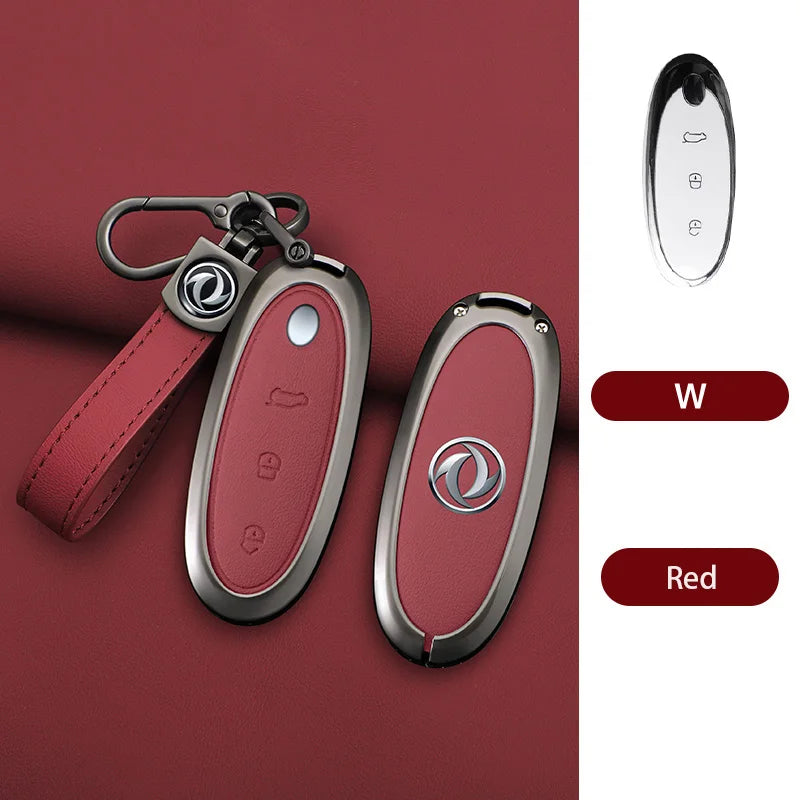 3 Buttons Zinc Alloy + Leather Car Key Case Cover Shell Skin Holder For 2024 Dongfeng NAMMI 01 new Energy Remote Key Protection