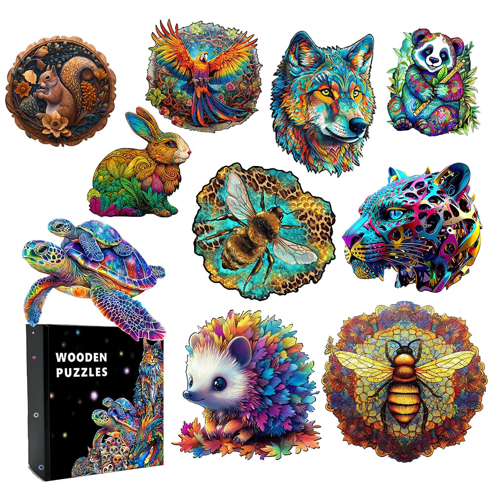 Owl Wooden Animal Puzzle DIY Crafts Brain Trainer Puzzles Game for Kids Adult Educational Wood Toy Gift Medium Difficulty Jigsaw