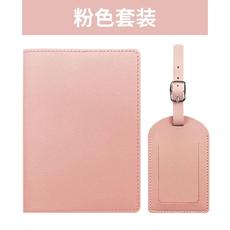 Travel PU Passport Cover Luggage Tags Wedding  Party Bussiness Gift Ticket Holder Passport Holder Case Travel Accessories Set