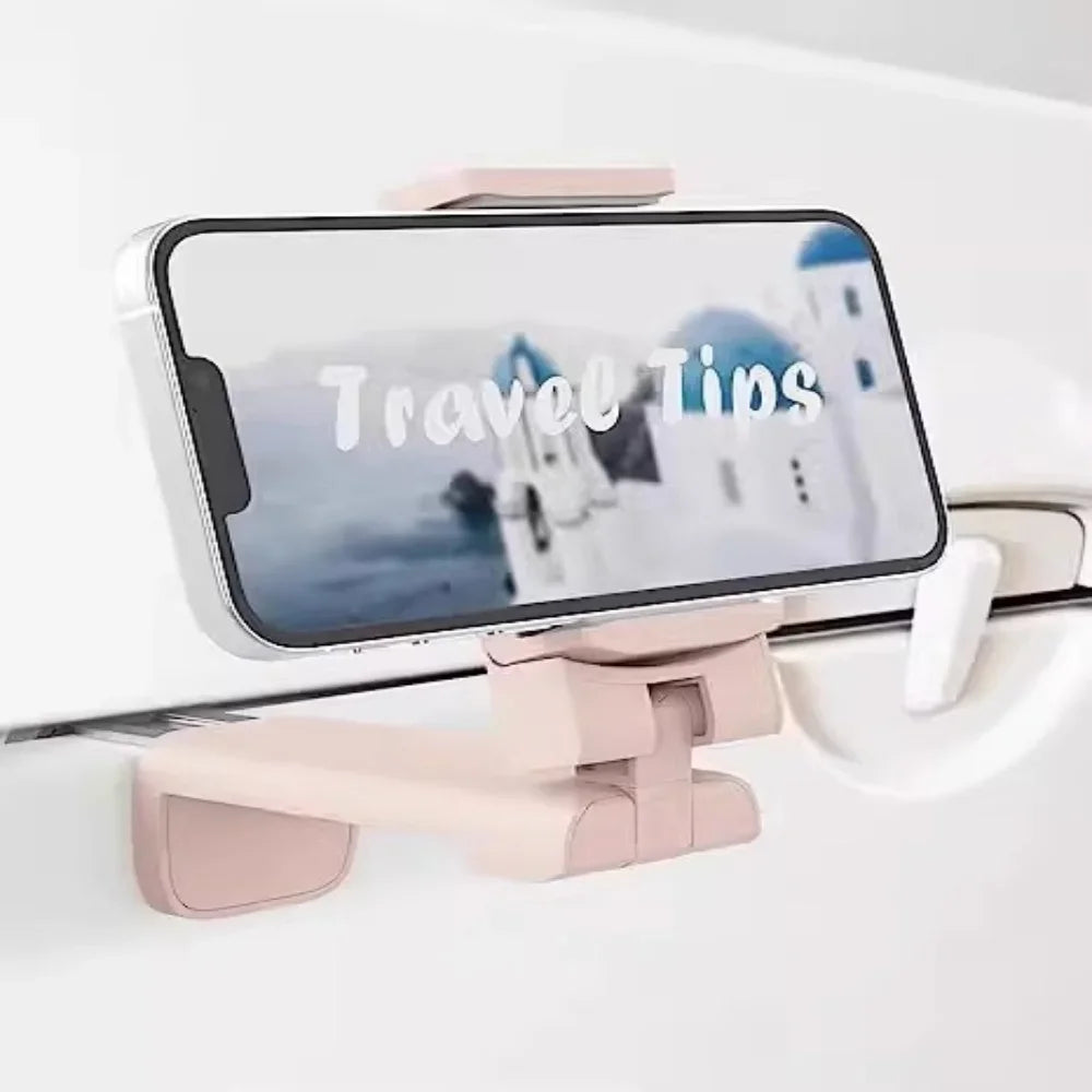 Universal Mount Airplane Mobile Phone Holder for Travel Selfie Rotating Desk Clamp Portable Foldable Hook Adjustable Phone Stand