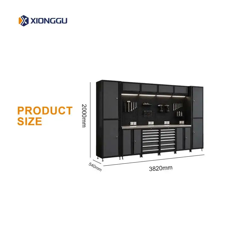 Heavy Duty Industrial Garage Workbench With Pegboard Tool Storage System Modular Cabinet For Automotive Workshop Maintenance