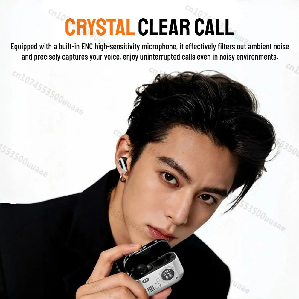 Zombies Cat B20 Alloy ANC Bluetooth 6.0 Earbuds -45dB Active Noise Cancellation Headphones Powerful Bass TWS Wireless Earphone