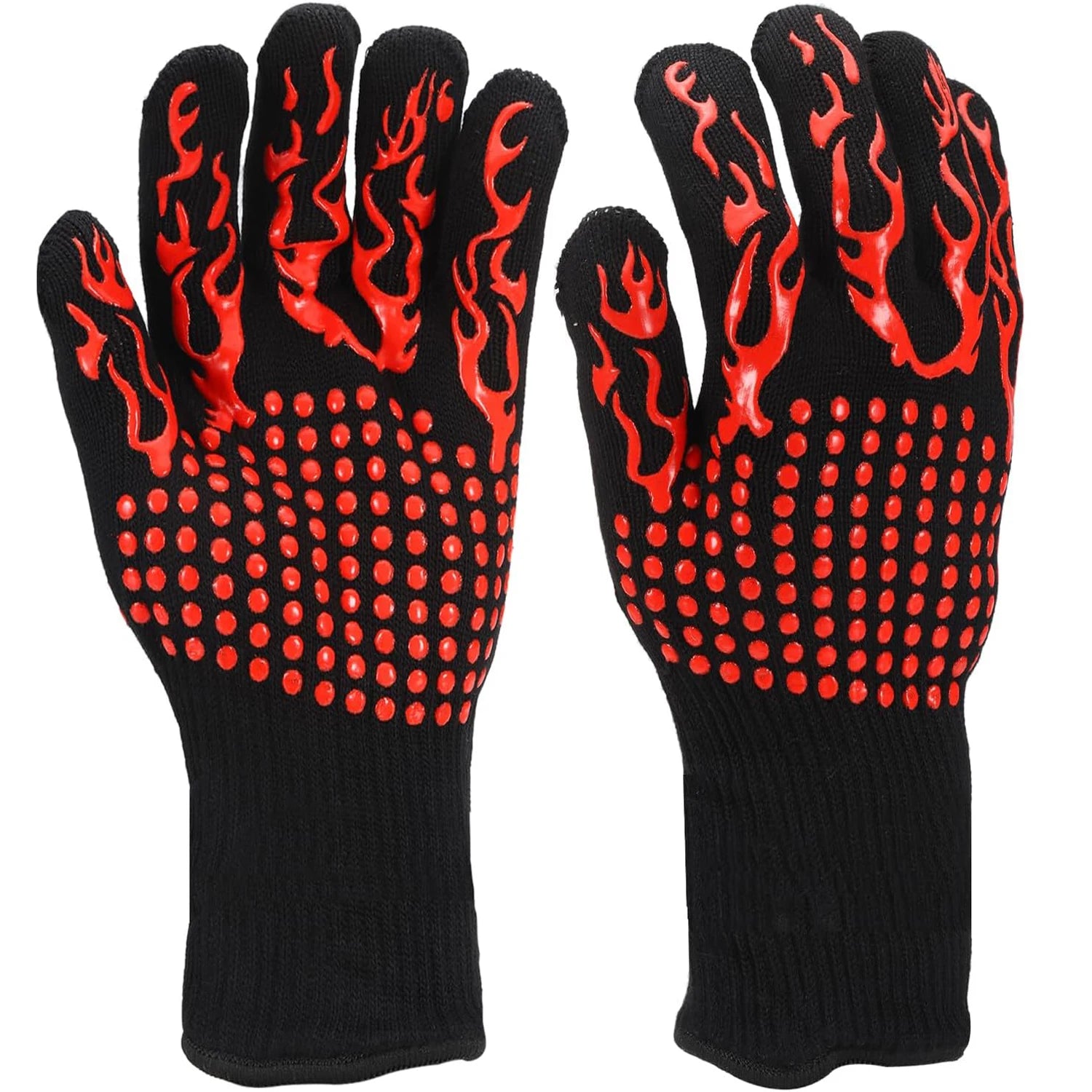 BBQ Gloves 1472℉ Heat Resistant Oven Gloves Silicone Non-Slip Kitchen Oven Mitts for Smoker, Barbecue, Baking, Cooking, Grilling