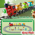 Steam Train Track Toys Electric Magnetic Blow Balls Cartoon Spray Car Models Sound Light Engineering Vehicles Children Toy Gifts