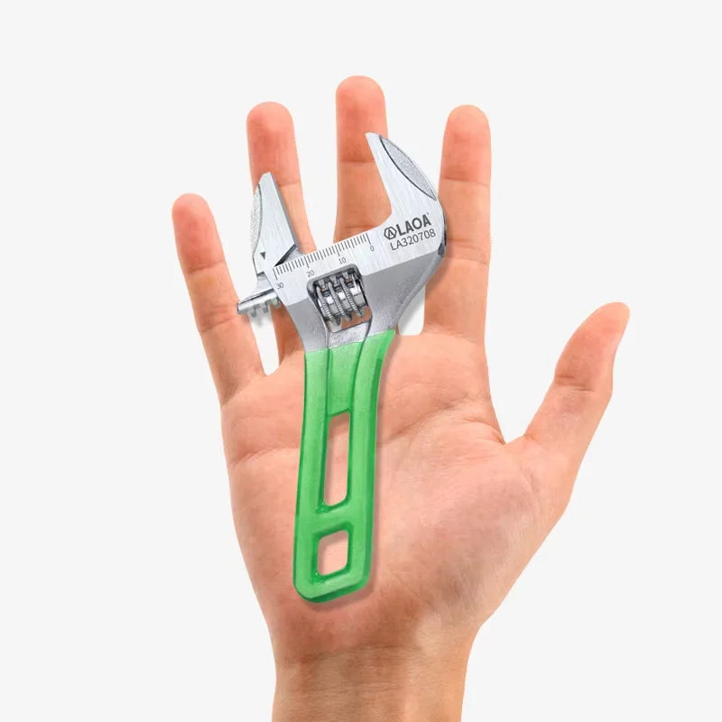 LAOA Short Handle Wrench Adjustable Light Weight Large Open Spanner 6" 8" 10" 12" Repair Tool