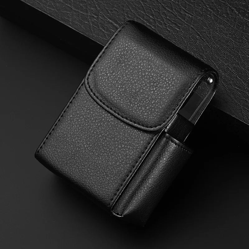 Pocket Leather Cigarette case Lighter bag box Storage Organizer Smoking Tools Accessories Waterproof cigar Man Birthday Gift
