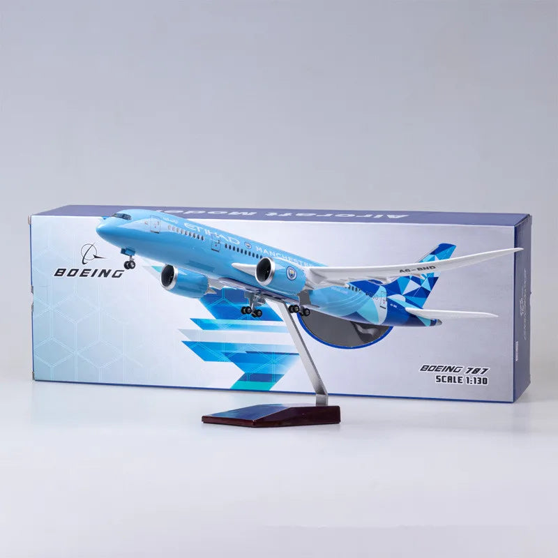 1:130 Scale Diecast Model Etihad Airways Boeing 787 Manchester City livery Resin Airplane Airbus Collection Display Toy