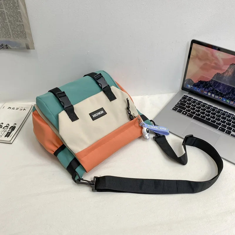 Japanese Simple Men Messenger Bag Korean Bag Student Nylon Waterproof Canvas Bag Tide Shoulder Crossbody Bags for Women Satchel
