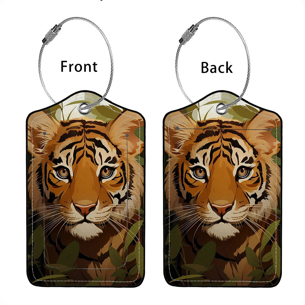 HOT SALE Cute animals Leather Business Luggage Tag Suitcase Address Label Luggage Boarding Case Label Name ID Address Clip