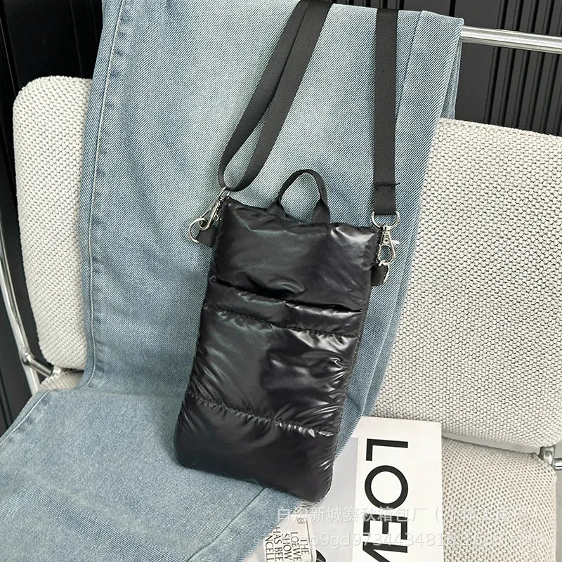 Fashion Women Mobile Phone Bag Shoulder Crossbody Bags Designer Candy Color Cotton Padded Soft Phone Pouch Female Purse Wallet