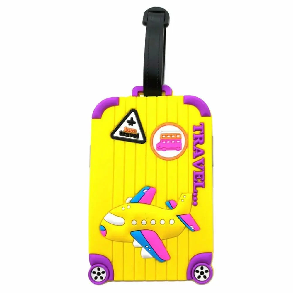 New PVC Luggage Tags Cartoon Airplane Anti-lost Baggage Label ID Address Travel Supplies Suitcase Tags