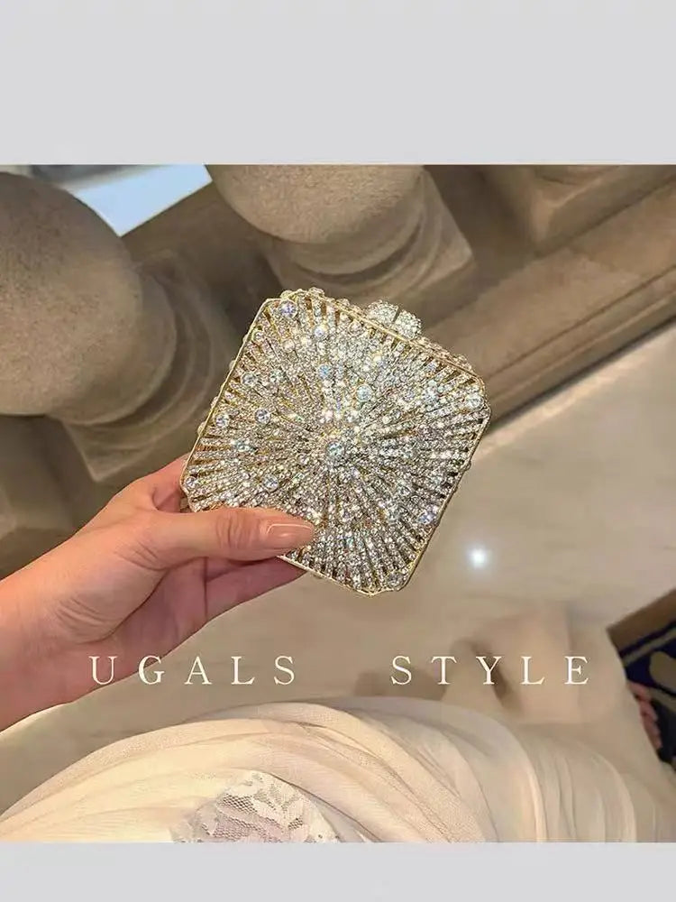 Crystal Rhinestones Diamond Evening Bag Glitter Mini Box Luxury Designer Fashion Clutch Purse For Wedding Party Women Handbag
