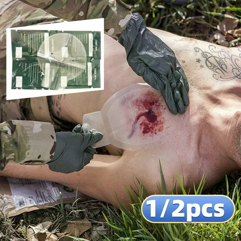 Chest Seal Wound Care For Emergency Or Tactical Situations Advanced Adhesive Sterile Transparent Lightweight Vent Life-Saving