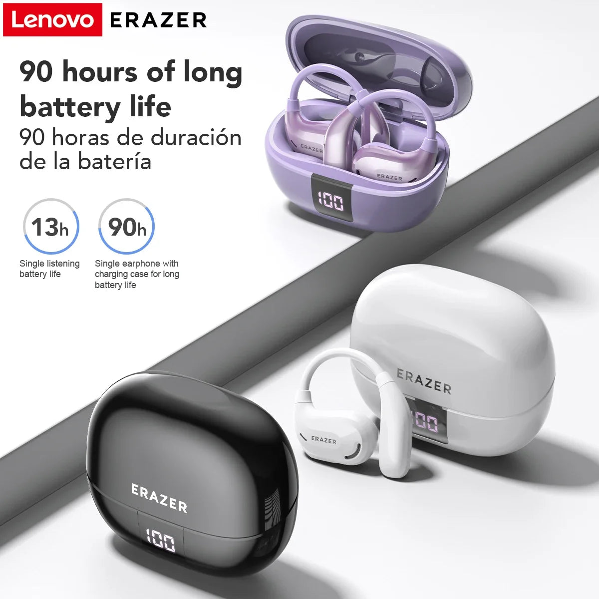 ERAZER XT66PRO Bluetooth Earphones ASMR Headsets DIY APP AI Translator Earbuds Wireless Headphones 13 Hours Long Life Display