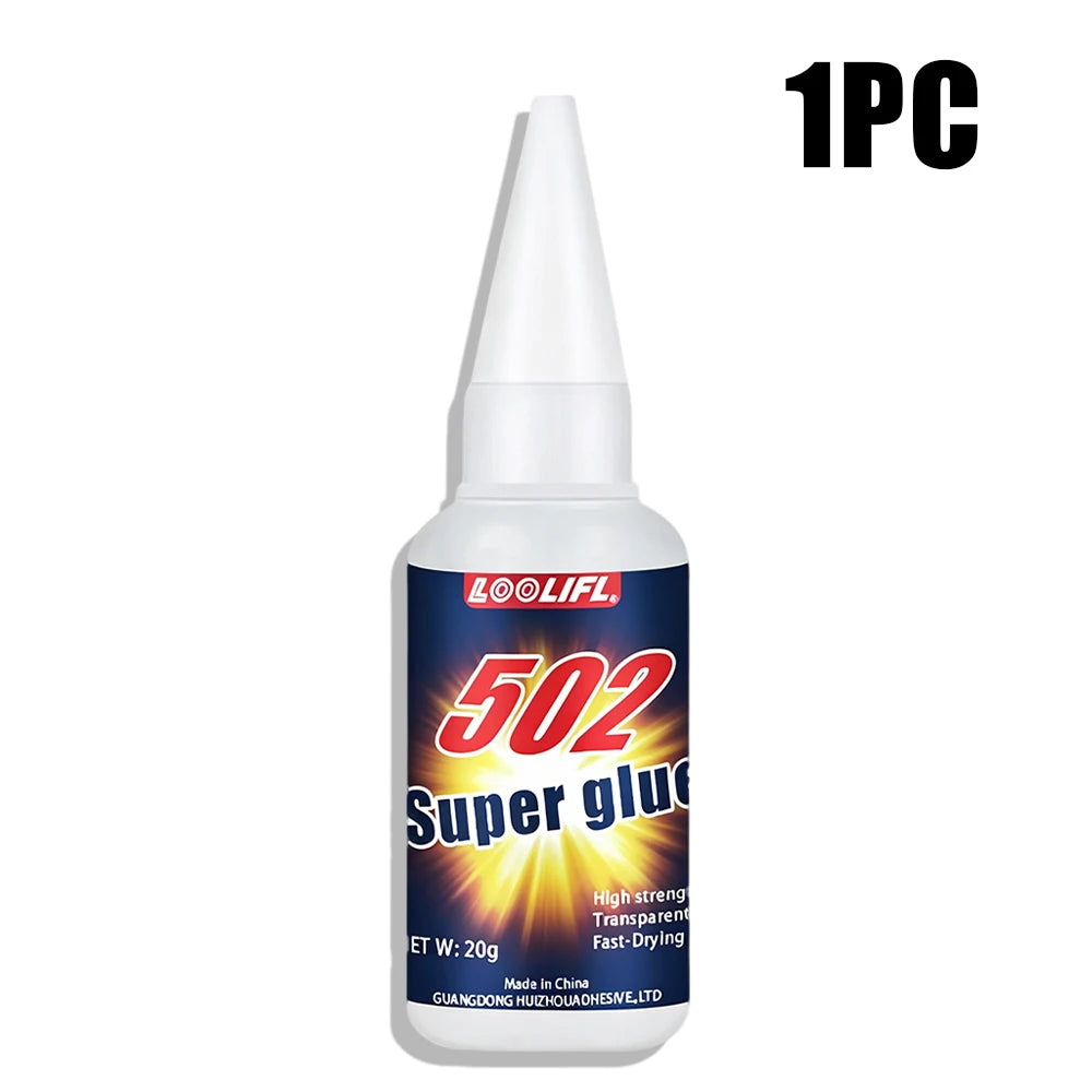 20g Clear 502 Super Instant Glue Fast Curing Strong Bond Low Odor Multi Material Repair Adhesive for Metal Plastic Wood Ceramic