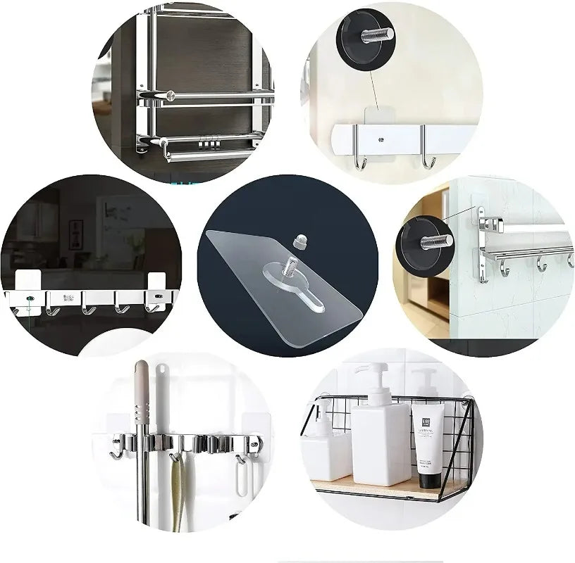 10/6/4/2Pcs Strong Adhesive Nails Wall Hooks Poster Screw Stickers Wall Hook Seamless Kitchen Bathroom Screw Hook Hanger Kit
