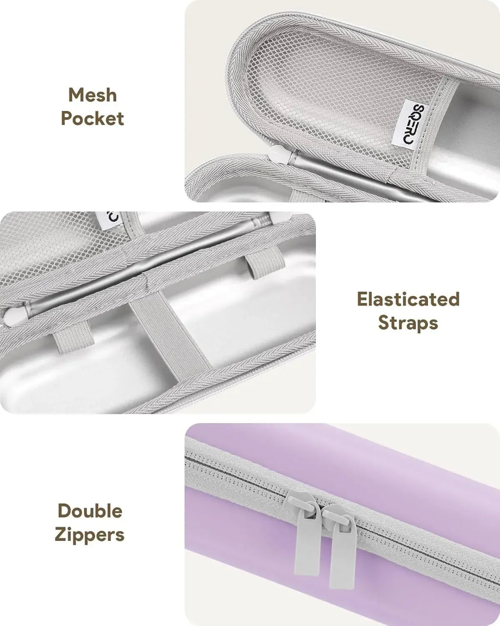 Waterproof Toothbrush Case for Oral-B/Philips - Secure Elastic Straps and Breathable Mesh Storage, Compact PU Travel Organizer