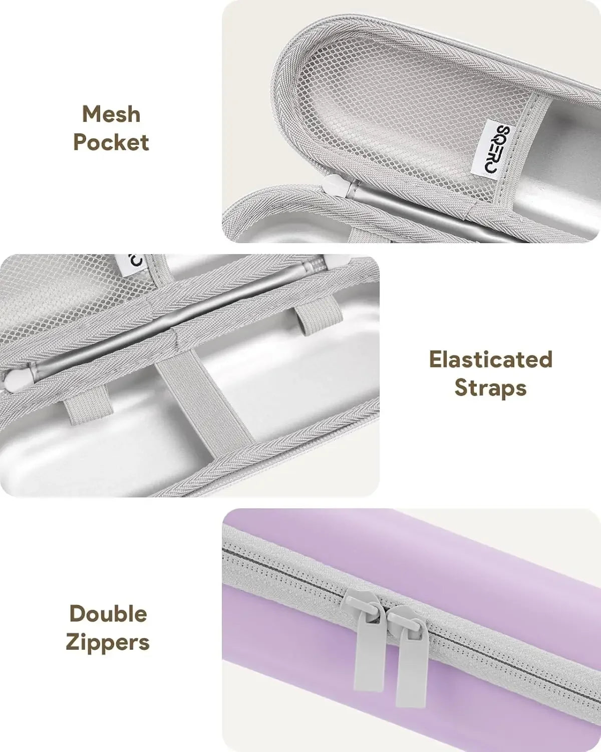 Waterproof Toothbrush Case for Oral-B/Philips - Secure Elastic Straps and Breathable Mesh Storage, Compact PU Travel Organizer