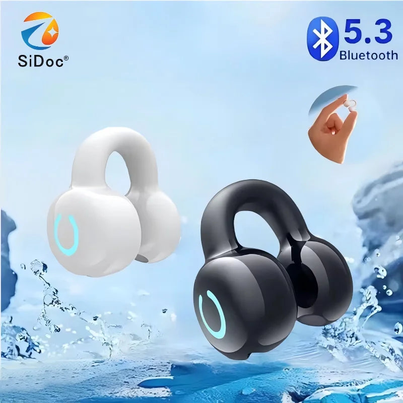 New single ear stereo clip on Bluetooth earphones YX09 business model with bone conduction and long battery life