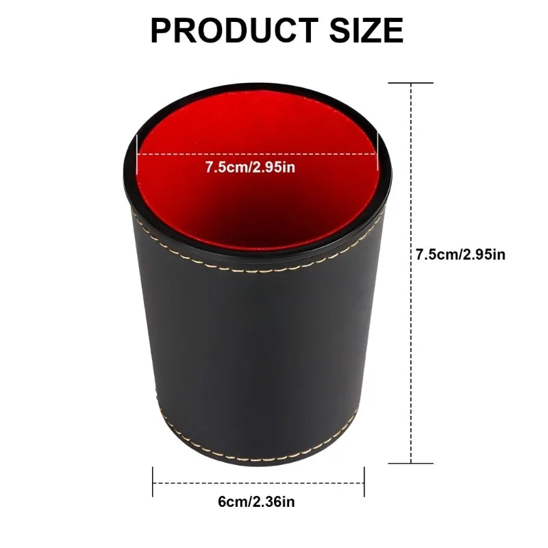 Dices Cup PU Leather Stable Comfortable Hand Feeling Dices Shake Container Cup Professional For Table Board Game