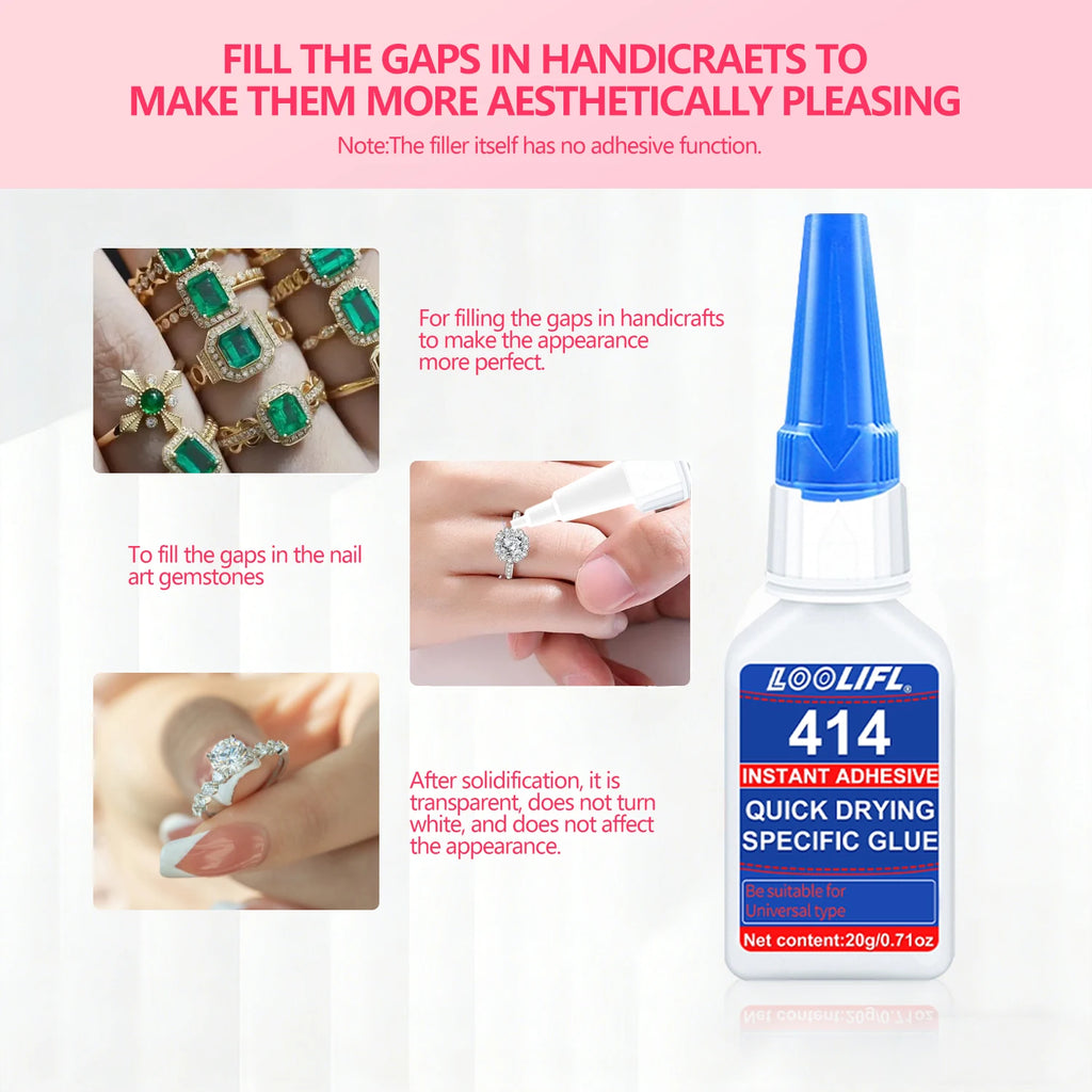 20ml 414 Super Glue Instant Strong Multi-Purpose Adhesive for Jewelry Repair DIY Craft Making Fast Drying