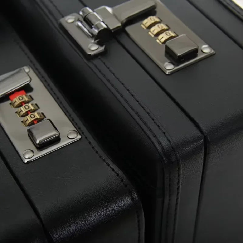 Password Box Multi-function Portable Suitcase Business Men Leather Laptop Box Messenger Bag 18"19" Inch Briefcase